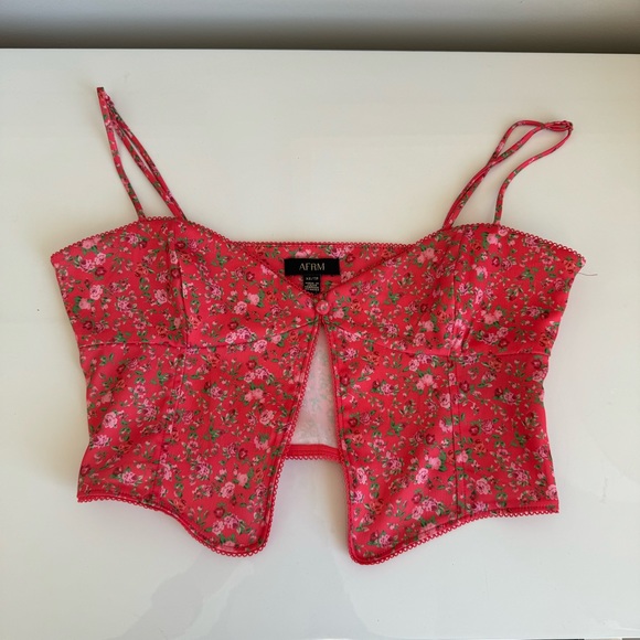 AFRM X Revolve Red Floral Crop Top - Picture 3 of 10